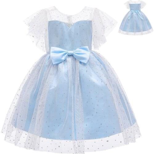 Baby summer dress Girls mesh dress enfant birthday Princess Dress bow floral childrens Puff dresses 1-5y girl vestidos