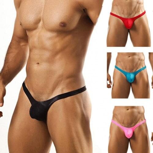 Men Erotic Low Rise Solid Color Bulge Pouch G-string Thong Elastic Underwear