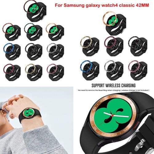 For Samsung Galaxy Watch4 classic 42MM Bezel Ring Adhesive Cover Anti Scratch Stainless Steel Case