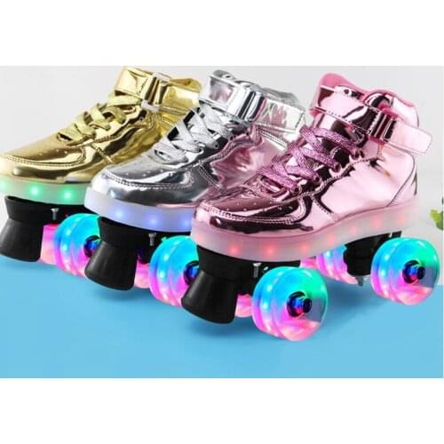 Double Row Roller Skates 4-Wheel Roller Skates Patinesskating Rollers Patines DE 4Ruedas