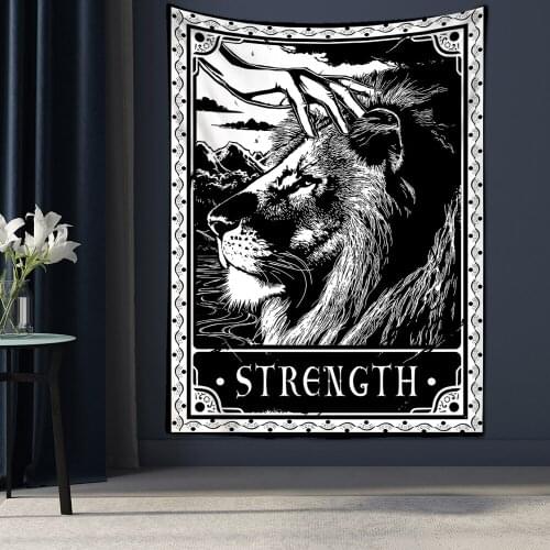 Tarot Tapestry Wall Hanging Witchcraft Divination Bed Sheet Beach Mat Bohemian Hippie TAPIZ Home Decor Strength Tapestr