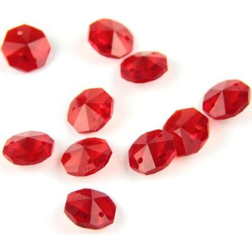 14mm 50pcs/Lot Crystal Chandelier Beads Various Color Glass Octagon Bead With Two Holes For Home Wedding Party Decoration