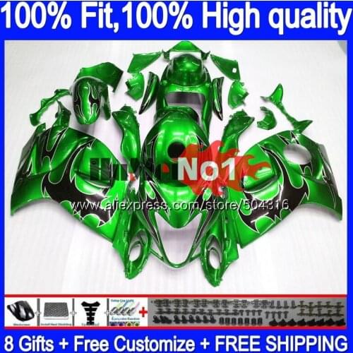 Injection For SUZUKI GSXR-1300 GSXR 1300 Hayabusa 30MC.90 GSXR1300 2008 2013 2014 2015 2016 08 13 14 15 16 Green flames Fairing
