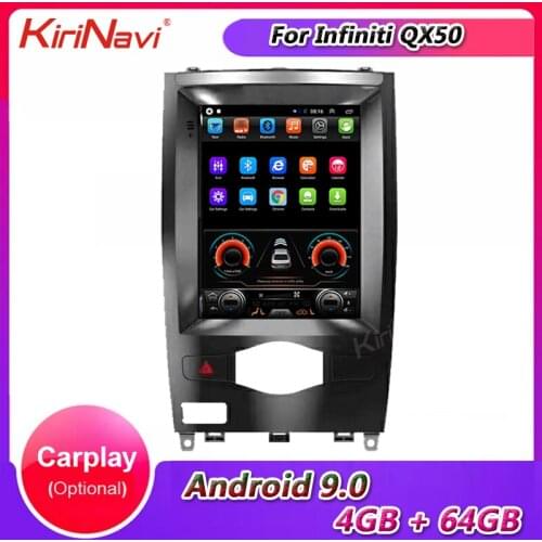 KiriNavi Tesla Style Andriod 9.0 Car GPS Navigation For Infiniti QX50 Auto Radio Head Unit Multimedia Player Carplay 2013-2017