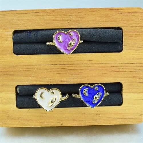 Cute love ring ladies high-quality enamel planet stars moon ring jewelry gifts aesthetic accessories ladies banquet wear