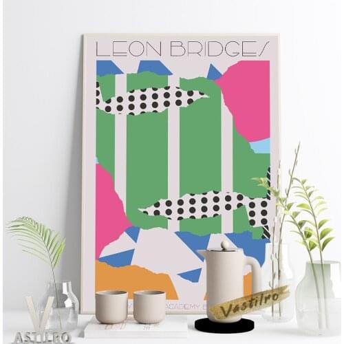 Leon Bridges Soul Music Hot Singer Gig Publicity Poster Abstract Irregular Pattern Art Prints Bar Pub Club Cafe Retro Home Decor