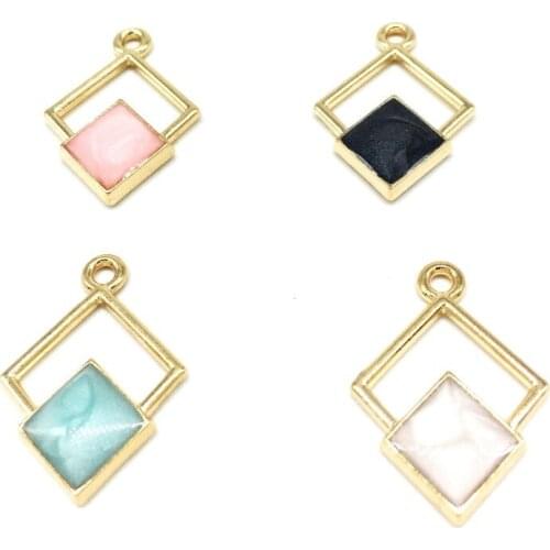 Hot 20pcs High Quality Fashion Charms Enamels Geometric Graphics Alloy Pendant Bracelet Necklace Jewelry Accessories DIY Craft