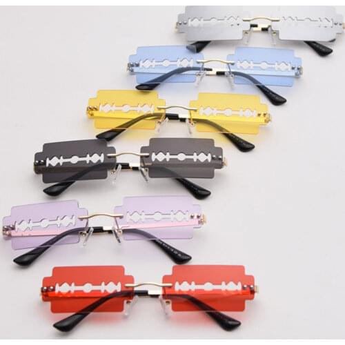 Mimiyou Novel Blade Shape Sunglasses Women Dance Party Retro Fashion Sunglasses Men SunGlasses Brand UV400 Eyeglasses Shades