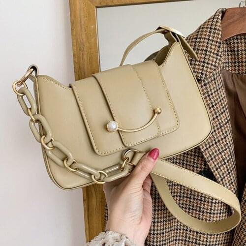 Fashion Solid Color Womens Handbags High-Quality PU Leather Handbag Womens Large-Capacity Retro Casual One-Shoulder Handbags