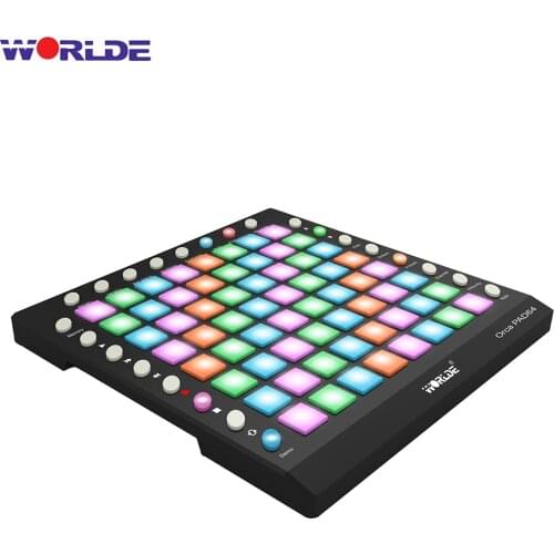 WORLDE ORCA PAD64-A Portable USB MIDI Drum Pad Controller 64 RGB Backlit Pads 24 Buttons Built-in 128MB Sound Module(optional)