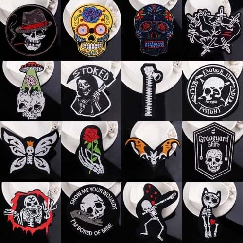 Prajna Punk Patch Biker Iron On Patches For Clothing Embroidered Patches On Clothes Letter Stickers Badge Patch Clothes Applique