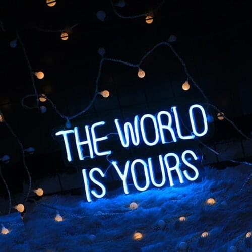 Custom Neon Light Sign LED the World is Yours Handmade Indoor Outdoor Business Advertisement Night Light