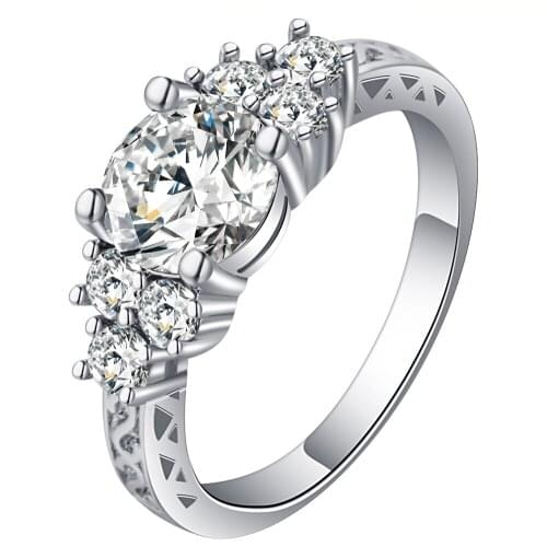 Hainon 2017 New Exquisite Women White Gold Filled White Zircon Wedding Ring Engagement Ring Fashion Statement Jewelry