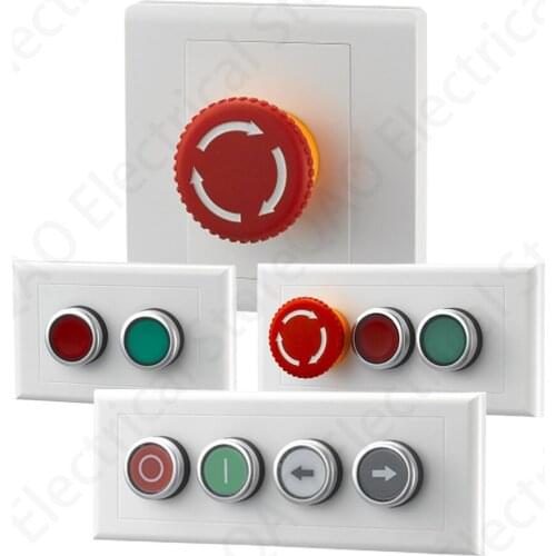 New 22mm concealed button switch control box industrial switch button with emergency stop indicator start stop switch box