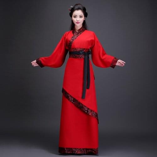 New design Chinese Folk Dance Red and Black Hanfu Classical Dance Costumes Chinese Ancient Costume Hanfu Clothing