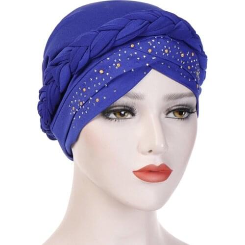 Solid Color Single Strip Braid Women Turban Milk Silk Headwrap