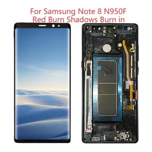 Original N950FD Screen For Samsung Galaxy Note 8 LCD With Frame Super AMOLED Note 8 SM-N950A Display Touch Screen Red Shadows