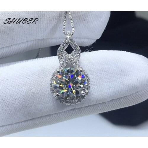 Classic 925 Sterling Silver 2 Carat Brilliant Cut Pass Diamond Tester D Color Moissanite Creative Gourd Shape Pendant Necklace