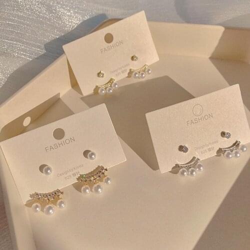 Permih New Zircon Drop Earrings Fashion Jewelry Geometry Metal Earrings For Women Elegant Pearl Earrings 2021 Trendy Earrings