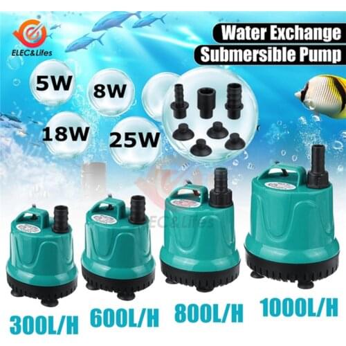 5W 8W 18W 25W Ultra-Quiet Submersible Water Fountain Pump Filter Fish Pond Aquarium Water Pump Tank Fountain 220V-240V EU Plug