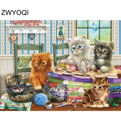 Full Square Diamond painting Cross stitch cat Wool Blanket Full Round Diamond embroidery cat Wool Blanket DIY 3D Diamond mosaic