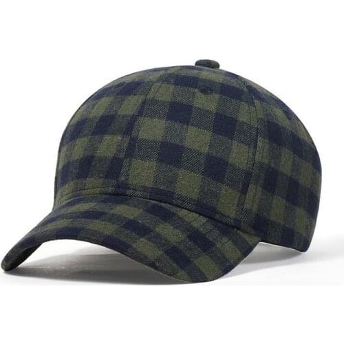 Casual Plaid Print Baseball Cap Soft Cotton Blend Checked Print Outdoor Hat Cap Adjustable Snapback Baseball Cap
