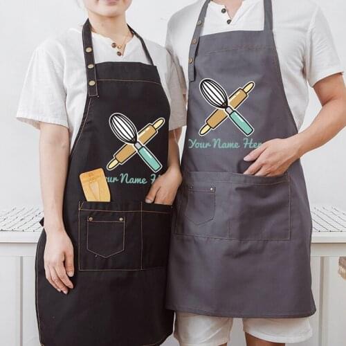 Simple kitchen apron sleeveless chef antifouling workwear home cooking adult men and women waist apron overall logo print