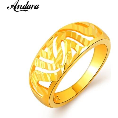 Simple Fashion Design Women Wedding Rings Yellow Gold Color Filled Jewellry Party Gift Free Shipping Anel JR082