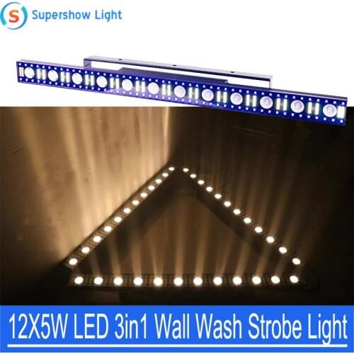 Hot RGB 3in1 Beam Wall Washer Strobe 3in1 Stage Light 12x5W LED Pixel Bar Light for DJ Disco Show