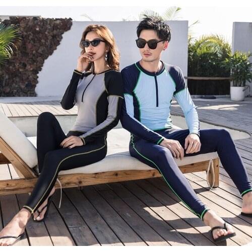 Rashguards Swimming Swimsuit Woman Female Long Surfing Swimwear Men Women Sleeve Pants Sun Solid Lycra Surfing