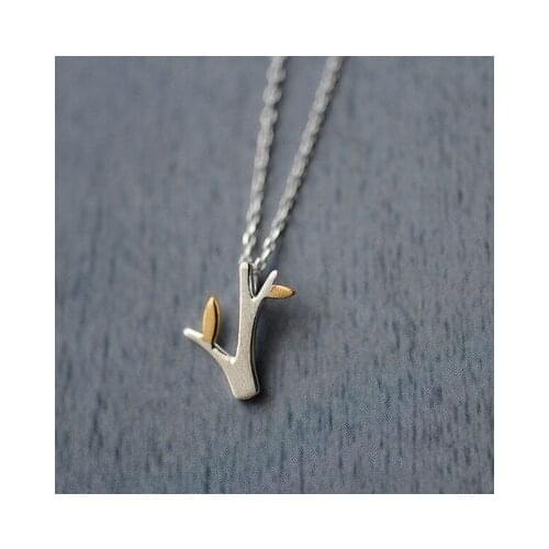 Daisies Pure 925 Sterling Silver Fine Anniversary Jewelry Necklace Tree Branches Gold Leaf Choker Statement Necklaces