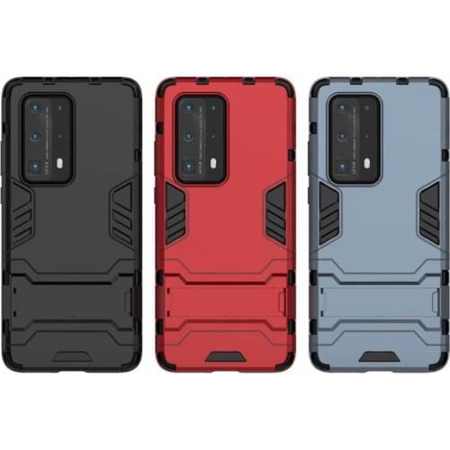 Luxury Armor Shockproof Silicone Phone Case For Huawei P30 Lite P40 Pro Plus Hard Pc Kickstand Back Cover Heavy Duty Bumper Capa