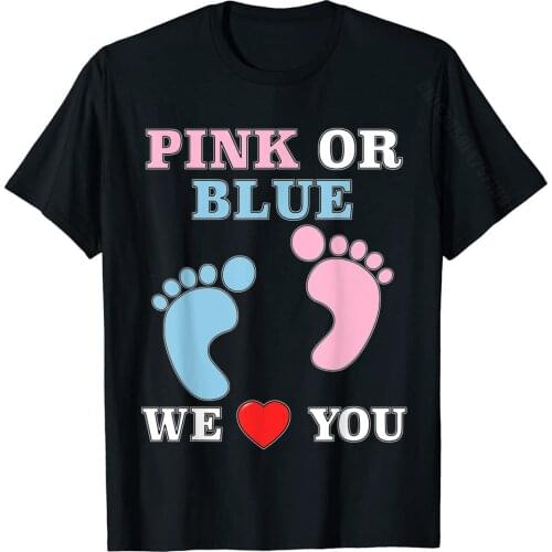 Pink Or Blue We Love You Heart Baby Shower Gender Reveal T-Shirt Tops & Tees Fashion Summer Cotton Young T Shirts Summer