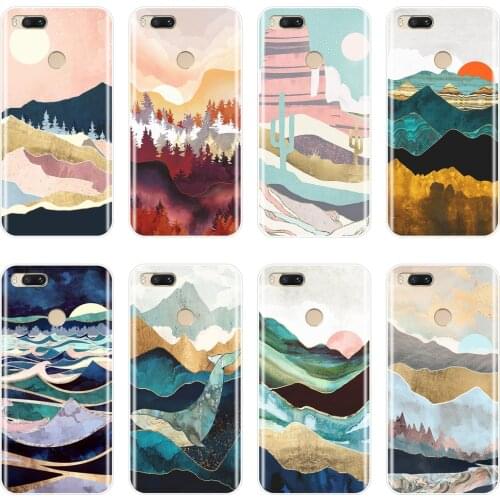 Soft Phone Case For Xiaomi Mi A1 A2 Lite 8 SE Art Mountain Aesthetic Moon Silicone Back Cover For Xiaomi Mi 5 5C 5S 5X 6 6X Plus