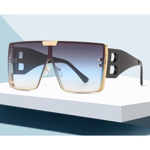 2021 New Trendy Metal Big Frame One-piece Net Red Sunglasses Hollow Anti-ultraviolet Fashion Personality Sunglasses