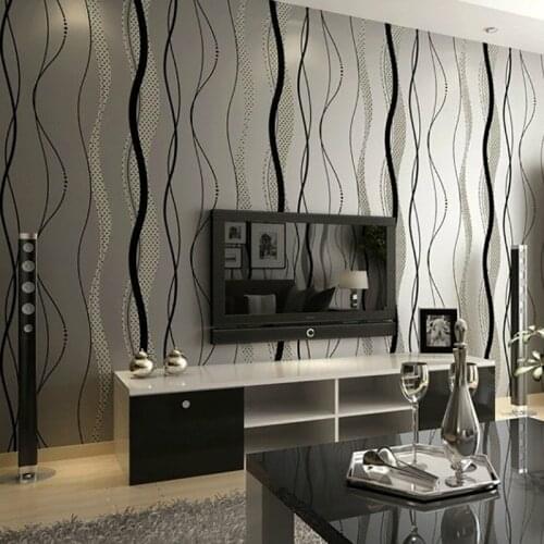 Modern simple non woven wave pattern wallpaper 3D effect waist line TV background wallpaper bedroom wallpaper Y70