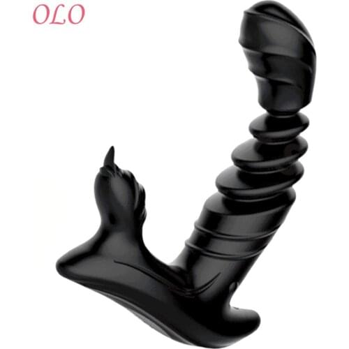 OLO 20 Frequency Automatic Telescopic Licking Scrotum Butt Plugs Remote Control Male Prostate Massage Vibrator
