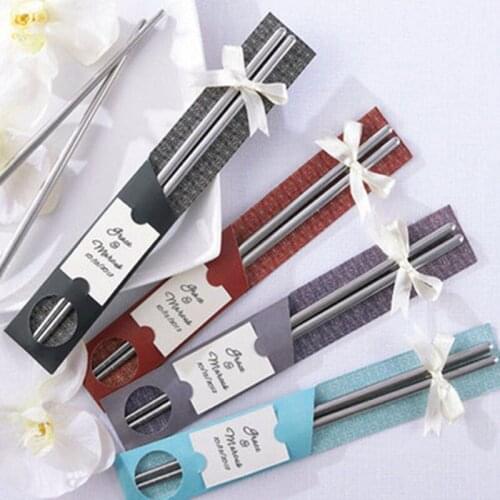 20pairs Stainless Steel Dining Chopsticks In Gift Box Themed Wedding Favors Party Giveaway Can be personalized