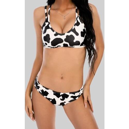 2021 Sexy Cow Stripes Bikini Women Swimwear Female Swimsuit Two-pieces Bikini set Brazilian Bather Bathing Suit Swim
