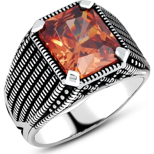 925 sterling Silver Honey Color Zircon Stone Ring