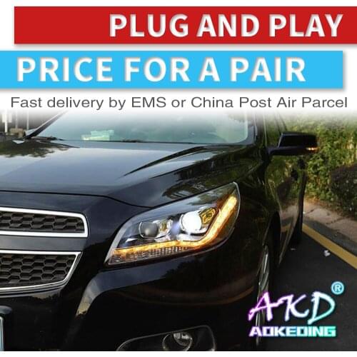 AKD tuning cars Headlight For Chevrolet Malibu 2012-2014 Headlights LED DRL Running lights Bi-Xenon Beam Fog lights angel eyes
