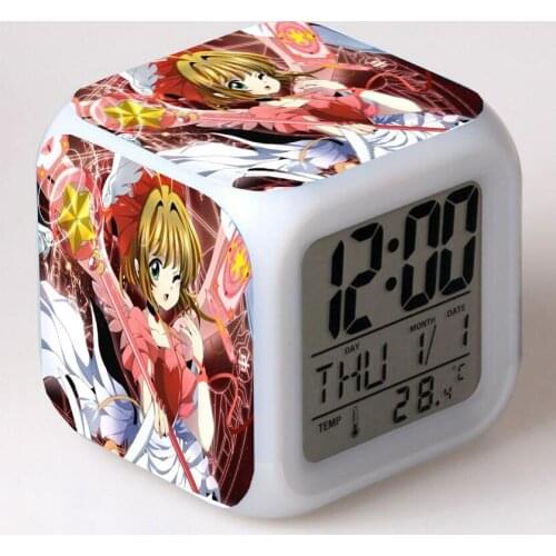 Anime Cardcaptor Sakura LED 7 Color Flash Digital Alarm Clocks Night Light Bedroom Desk Clock despertador Alarm-Clock