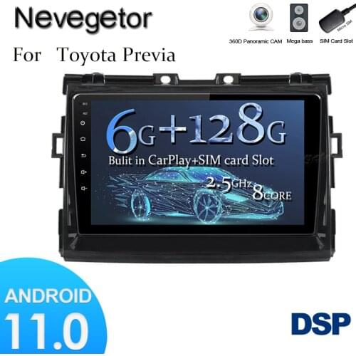Android 11.0 For Toyota Estima/PREVIA/Tarago/Canarado Car Radio Multimedia Video Player GPS Navigation NO DVD 2 Din
