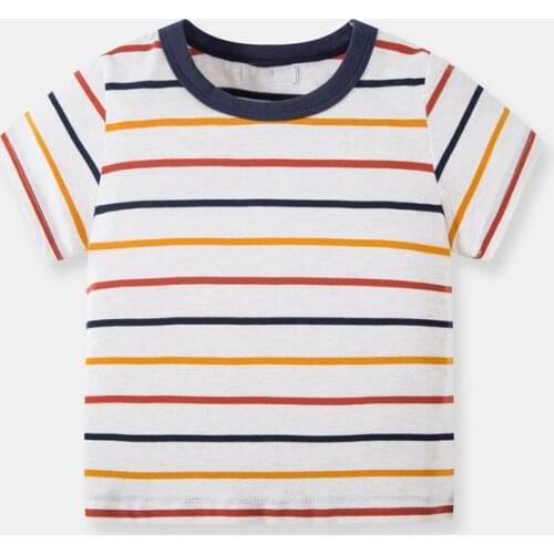 Bambino 2021 Summer Tee for Boys 2-7 Years Classical Stripe T Shirt of Children Top Clothes of School Kids 100% Cotton Clothing