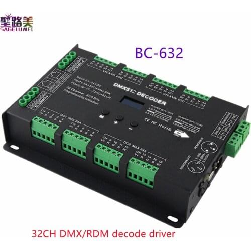 BC-632 32CH DMX/RDM decode driver DMX512 rgbw Controller 3A*32CH output Constant Voltage DC5V-24V For RGB RGBW Led Strips lamp