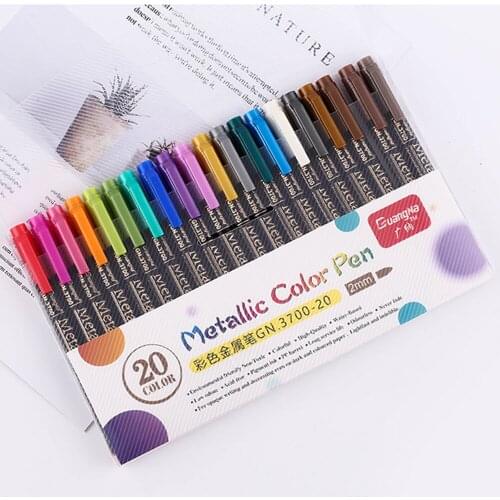 Glitter Metallic Marker Pens Diy Photo Album Painting Pen Black Cardboard Metal Colored Pens Stationery School Supplies