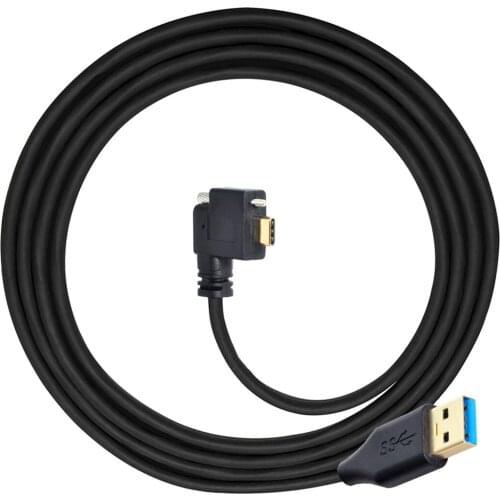 Left Right Angled 90 Degree USB 3.1 Type-C Single Screw Locking to Standard USB3.0 Data Cable for Camera