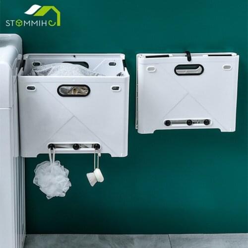 STOMMIHO Wall Mounted Laundry Basket Foldable Dirty Clothes Storage Basket Storage Rack For Clothes Toy Organizer