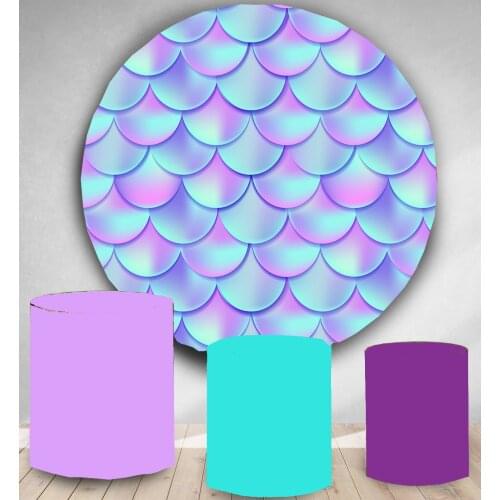 Mermaid Fish Scales round Circle photography backdrop kids baby shower birthday party decor photo background table cover YY-89