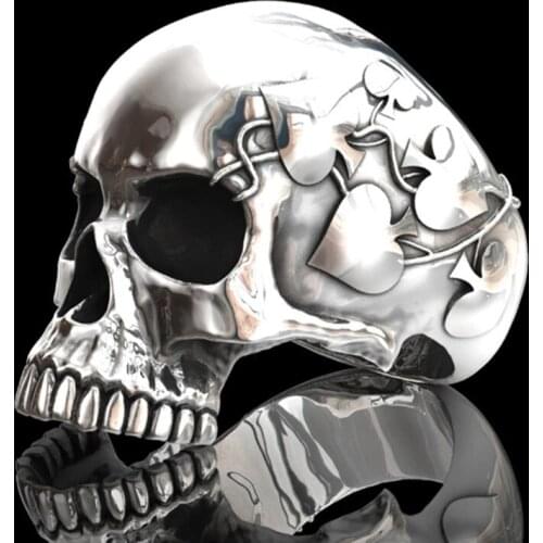 Fashion Halloween Gothic Punk Devil Skull Head Ring Men Domineering Vintage Smooth Skeleton Rings